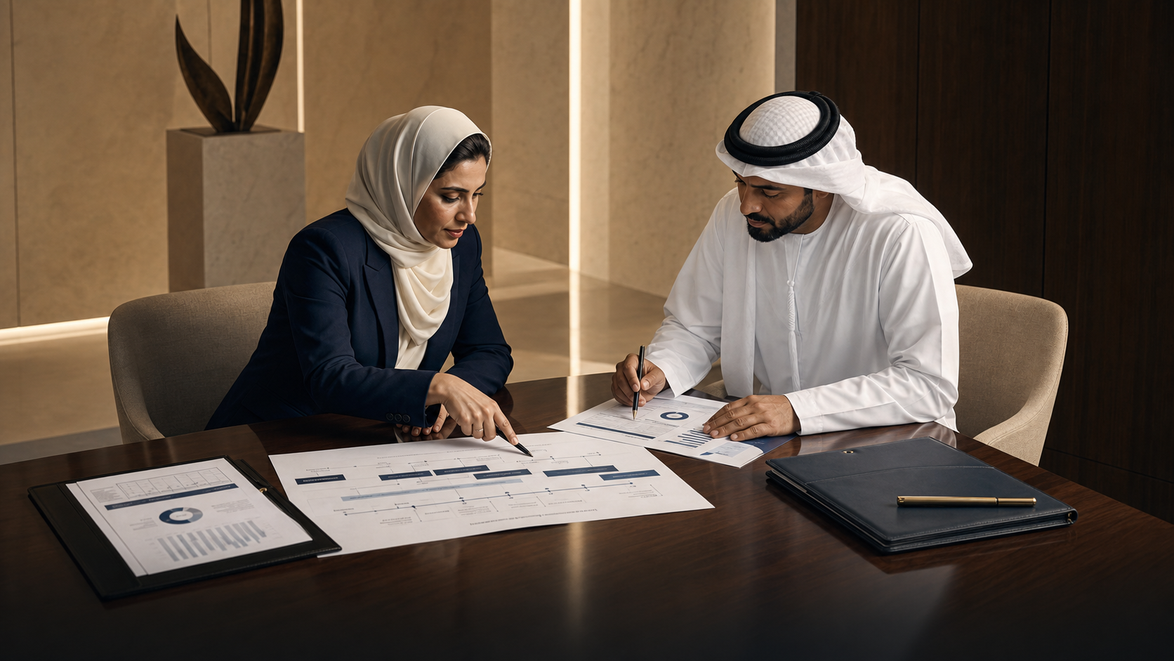 Senior advisor and Director General reviewing an executive transformation roadmap